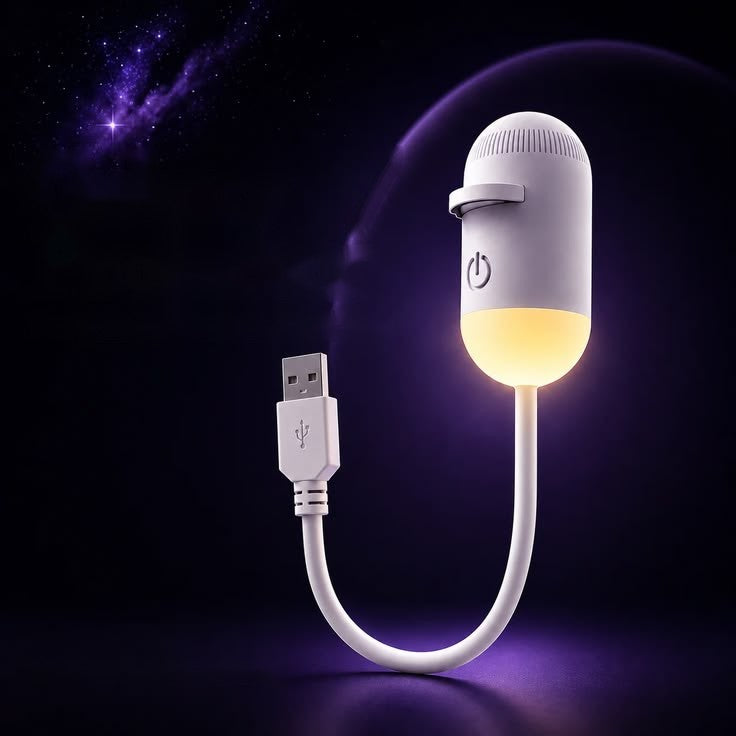 Galaxy projector glowing in the dark